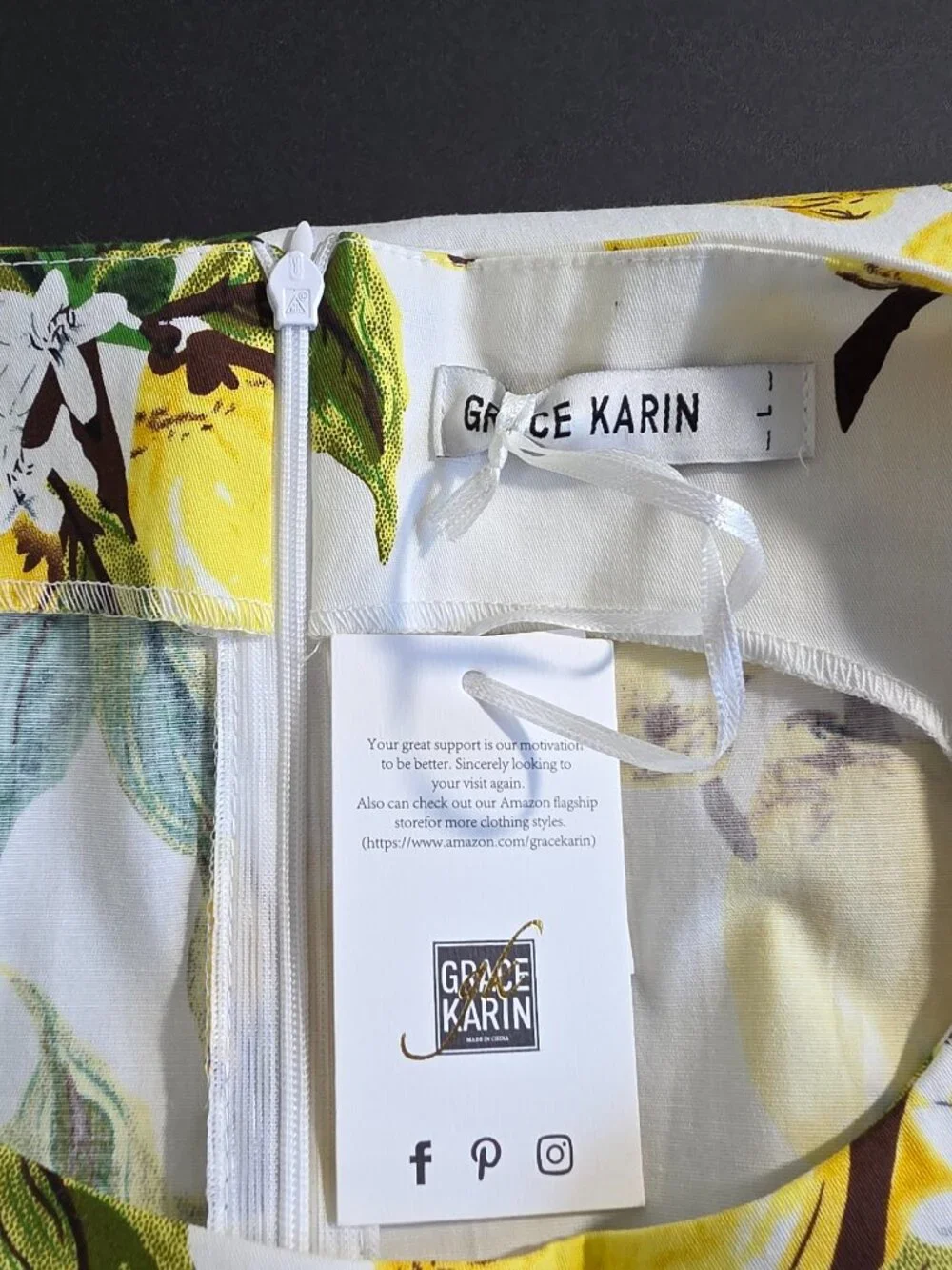 Grace Karin Lemon Print Fit & Flare Midi Dress NWT Large - Picture 2 of 10